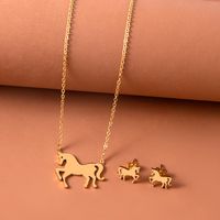 304 Stainless Steel Classic Style Plating Horse Jewelry Set main image 3