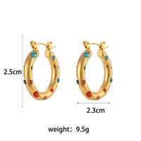 1 Pair Fashion Geometric Stainless Steel Pearl Zircon Gold Plated Earrings main image 2