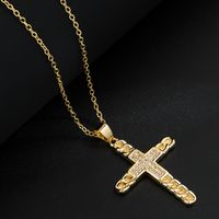 Fashion Cross Copper Necklace Inlay Rhinestone Copper Necklaces main image 5