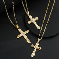 Fashion Cross Copper Necklace Inlay Rhinestone Copper Necklaces main image 2