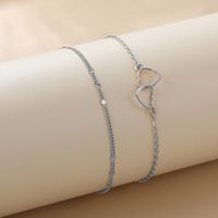 Simple Style Heart Shape Alloy Plating Bracelets 2 Pieces main image 1