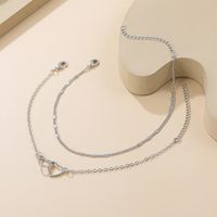 Simple Style Heart Shape Alloy Plating Bracelets 2 Pieces main image 3