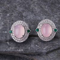 Fashion Insect Oval Copper Ear Studs Plating Inlay Artificial Gemstones Zircon Copper Earrings main image 7