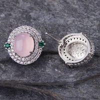 Fashion Insect Oval Copper Ear Studs Plating Inlay Artificial Gemstones Zircon Copper Earrings main image 6