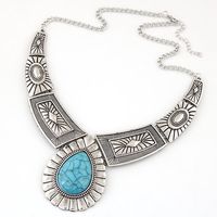 Ethnic Style Water Droplets Alloy Splicing Turquoise Necklace 1 Piece sku image 2