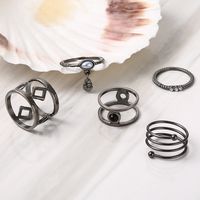 Retro Geometric Alloy Diamond Rings 1 Set main image 2