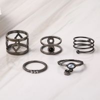 Retro Geometric Alloy Diamond Rings 1 Set main image 3