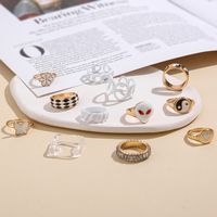 Vacation Flower Butterfly Alloy Inlay Zircon Rings 1 Set main image 2