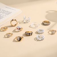 Vacation Flower Butterfly Alloy Inlay Zircon Rings 1 Set main image 3