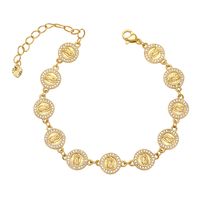 Fashion Virgin Mary Copper Bracelets Splicing Gold Plated Zircon Copper Bracelets sku image 3