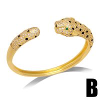 Fashion Leopard Head Copper Bracelets Gold Plated Inlay Zircon Copper Bracelets main image 4