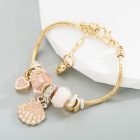 Fashion Heart Shape Shell Alloy Rhinestone Pearl Plating Bracelets main image 4