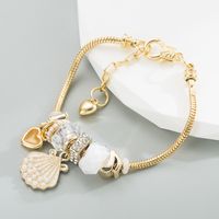 Fashion Heart Shape Shell Alloy Rhinestone Pearl Plating Bracelets main image 6