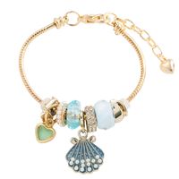 Fashion Heart Shape Shell Alloy Rhinestone Pearl Plating Bracelets main image 5