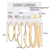 Fashion Heart Shape Alloy Artificial Rhinestones Artificial Pearls Hoop Earrings 6 Pairs main image 3