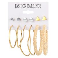 Fashion Heart Shape Alloy Artificial Rhinestones Artificial Pearls Hoop Earrings 6 Pairs main image 6