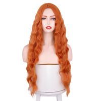 Femmes Mode Orange Décontractée Fibre Chimique Pièce Centrale Cheveux Longs Et Bouclés Perruques main image 2