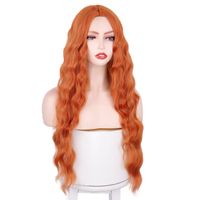 Femmes Mode Orange Décontractée Fibre Chimique Pièce Centrale Cheveux Longs Et Bouclés Perruques main image 4