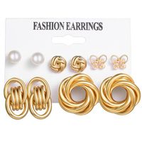 Fashion Irregular Butterfly Metal Plating Ear Studs 6 Pairs main image 4