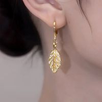 Modern Style Leaf Alloy Plating Rhinestone Earrings main image 1