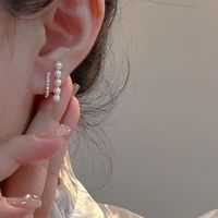 Mode Géométrique Métal Strass Artificiels Perles Artificielles Boucles D'oreilles main image 6
