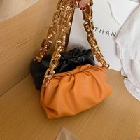 Fashion Solid Color Chain Square Zipper Underarm Bag Chain Bag main image 1