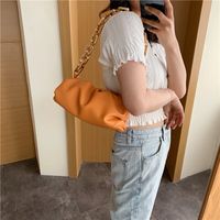 Fashion Solid Color Chain Square Zipper Underarm Bag Chain Bag main image 3