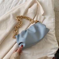 Fashion Solid Color Chain Square Zipper Underarm Bag Chain Bag sku image 4