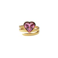 Vintage Style Heart Shape Stainless Steel Open Ring Zircon Stainless Steel Rings sku image 3