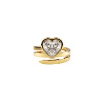 Vintage Style Heart Shape Stainless Steel Open Ring Zircon Stainless Steel Rings sku image 1