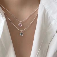 Simple Style Heart Shape Copper Necklace Plating Glass Stainless Steel Necklaces main image 6
