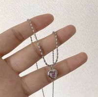 Simple Style Heart Shape Copper Necklace Plating Glass Stainless Steel Necklaces sku image 3