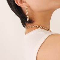 Retro Geometric Titanium Steel Zircon Bracelets Earrings Necklace sku image 5