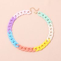Sweet Colorful Arylic Alloy Chain Necklace main image 4