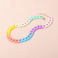 Sweet Colorful Arylic Alloy Chain Necklace main image 2