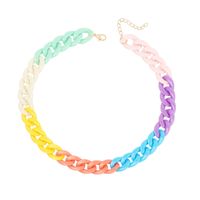 Sweet Colorful Arylic Alloy Chain Necklace main image 5