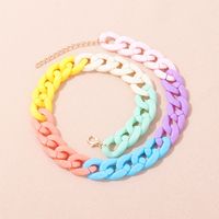 Sweet Colorful Arylic Alloy Chain Necklace main image 3