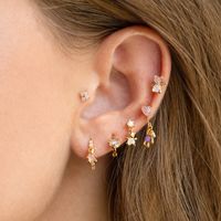 Cute Bear Heart Shape Brass Ear Studs Plating Zircon Copper Earrings main image 1