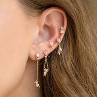 Sweet Bear Heart Shape Brass Drop Earrings Earrings Ear Studs Plating Zircon Copper Earrings main image 1