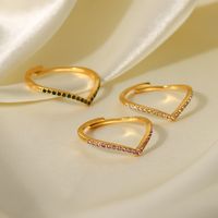 Fashion Geometric Stainless Steel Open Ring Inlay Zircon Stainless Steel Rings main image 4