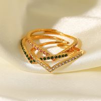 Fashion Geometric Stainless Steel Open Ring Inlay Zircon Stainless Steel Rings main image 2
