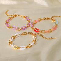 Fashion Geometric Stainless Steel Plating Resin Gold Plated Bracelets main image 1