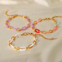 Fashion Geometric Stainless Steel Plating Resin Gold Plated Bracelets main image 6