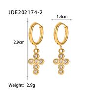 Fashion Cross Stainless Steel Earrings Inlay Artificial Pearls Zircon Stainless Steel Earrings sku image 2