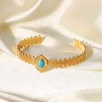 Fashion Geometric Stainless Steel Bangle Plating Turquoise Stainless Steel Bracelets main image 1