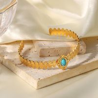 Fashion Geometric Stainless Steel Bangle Plating Turquoise Stainless Steel Bracelets main image 3