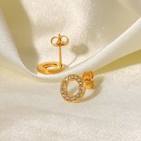 Simple Style Round Stainless Steel Earrings Inlay Zircon Stainless Steel Earrings main image 5