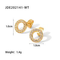 Simple Style Round Stainless Steel Earrings Inlay Zircon Stainless Steel Earrings sku image 1