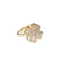 Simple Style Flower Alloy Plating Rhinestone Open Ring main image 5