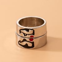 Personality Jewelry Cartoon Love Couple Ring Geometric Letter Ring Set sku image 23